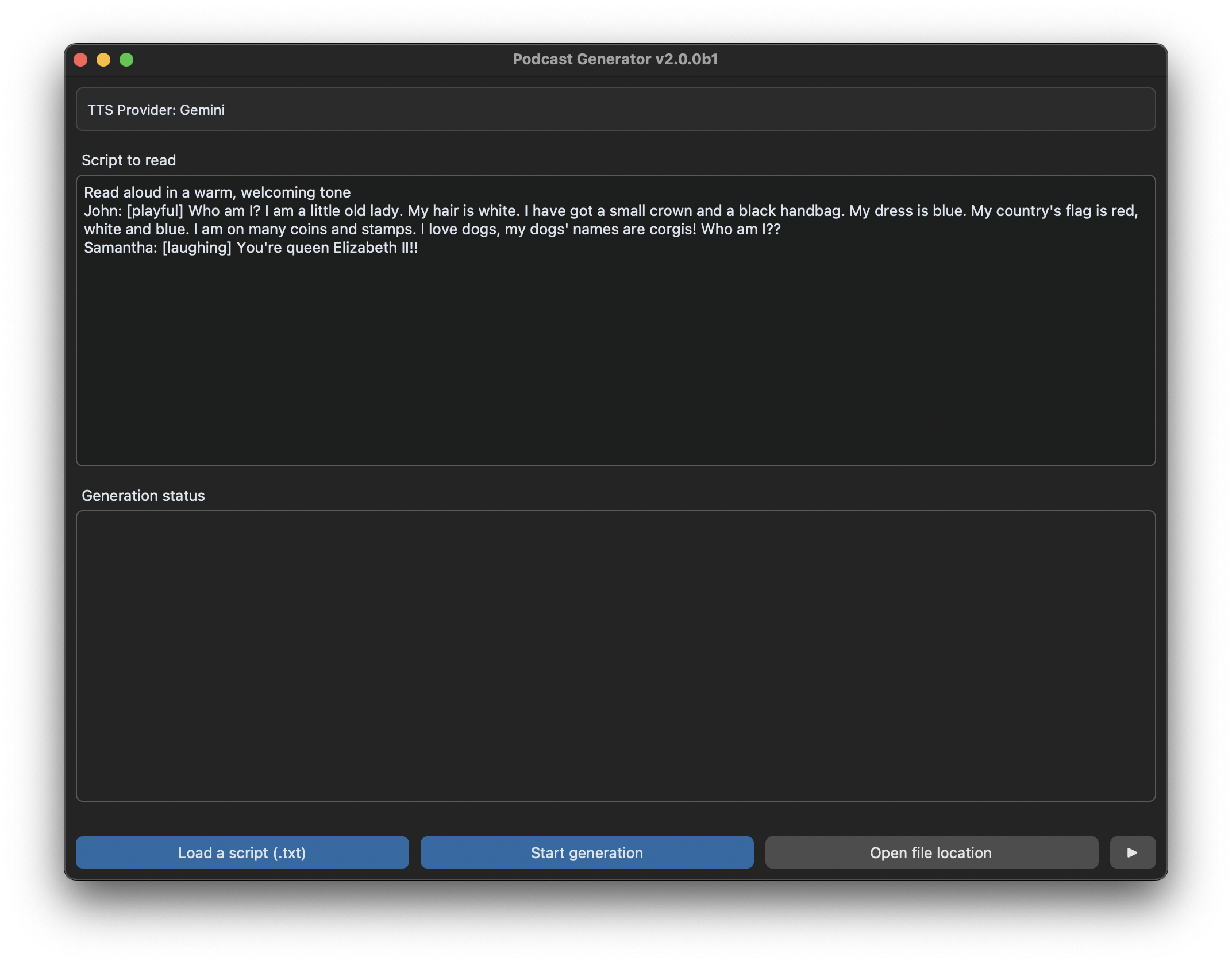 Podcast Generator Screenshot